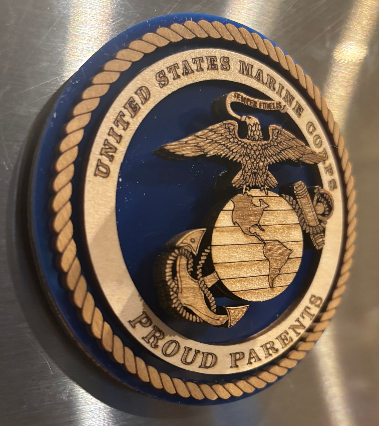 Personalized Marine Corps Emblem Magnet & Ornament | 4-Layer USMC