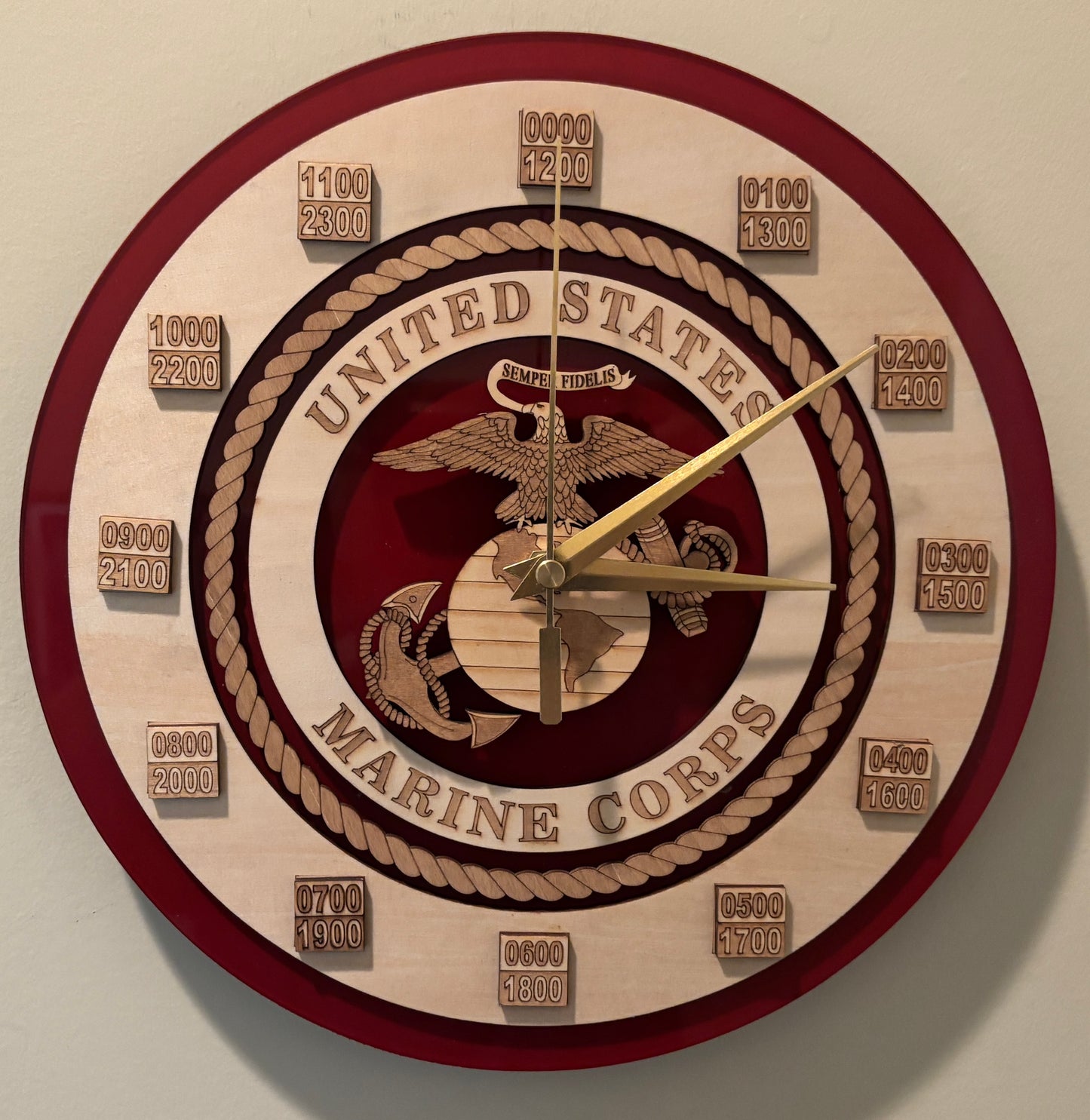 Personalized Marine Corps 5-Layer Wall Clock