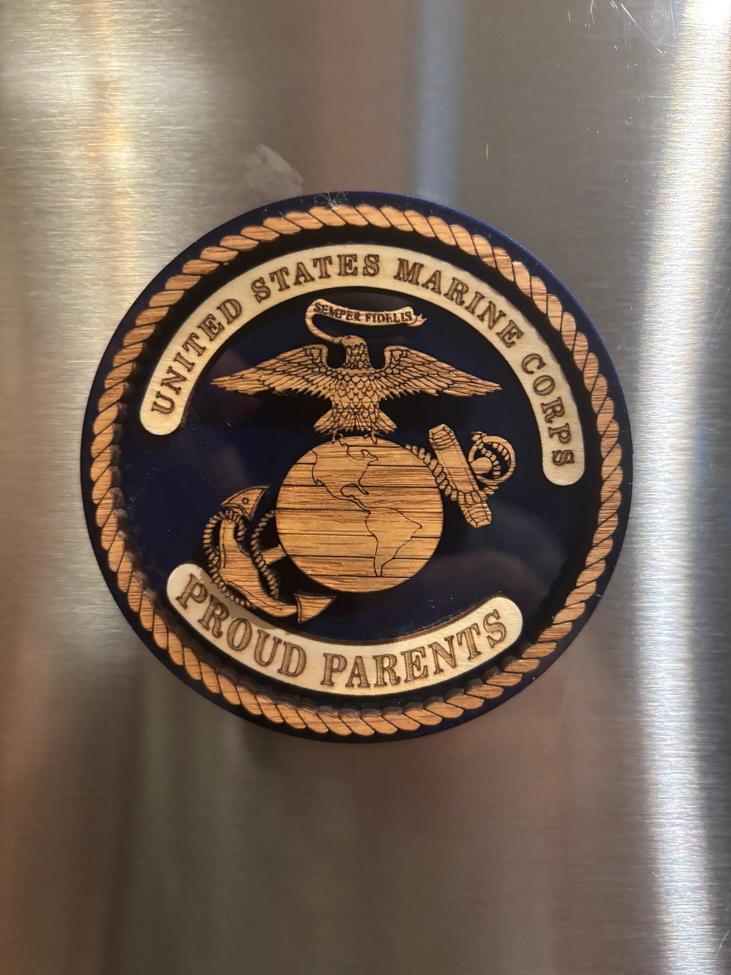 Personalized Marine Corps Emblem Magnet & Ornament | 4-Layer USMC