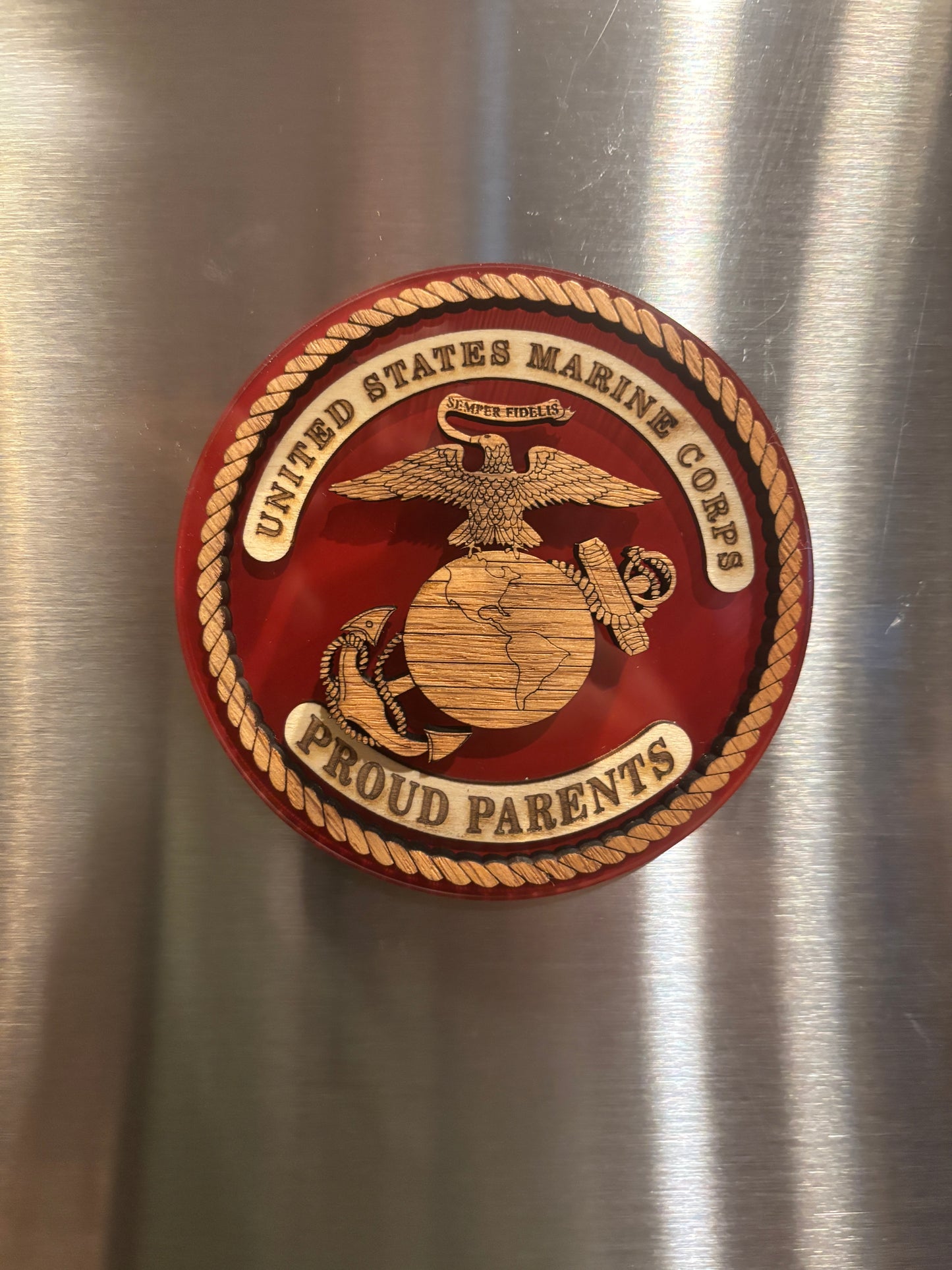 Personalized Marine Corps Emblem Magnet & Ornament | 4-Layer USMC