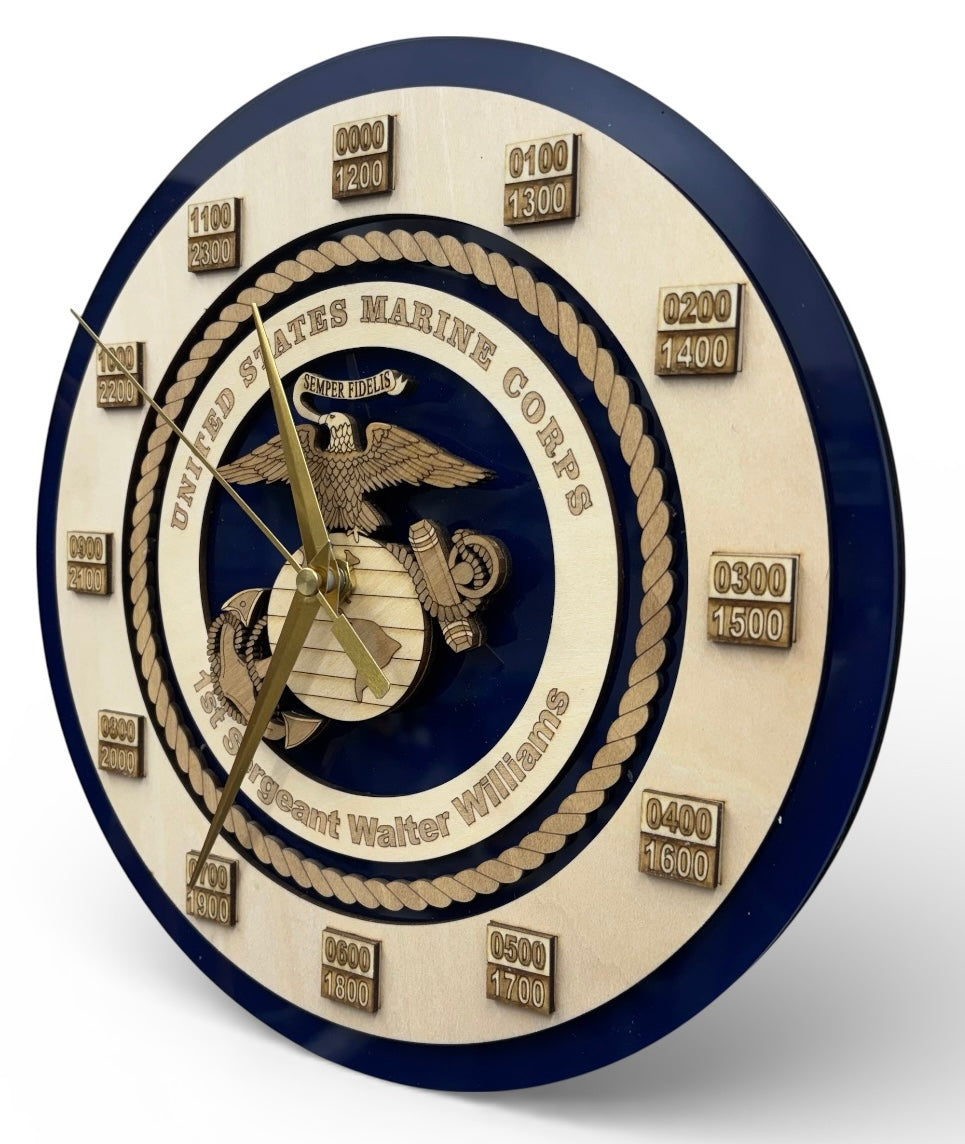 Personalized Marine Corps 5-Layer Wall Clock